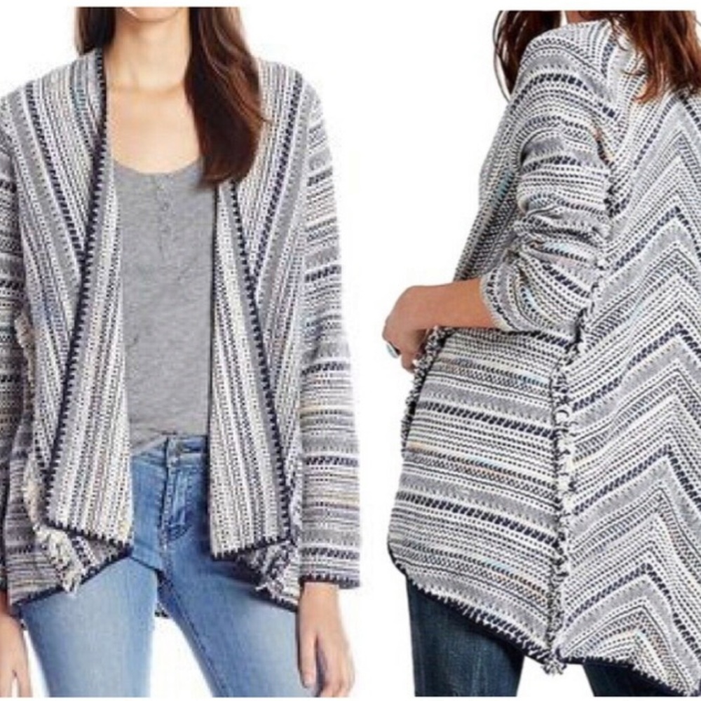 Lucky Brand Multicolored Boho Knit Open Sweater